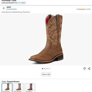 Ariat Delilah Toasted Brown and Teal Western Boots